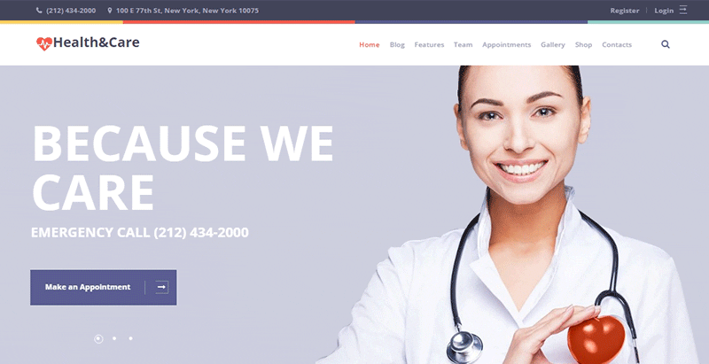 Healthcare themes wordpress creer site web clinique centre sante hopital
