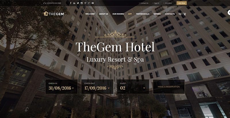 Thèmes WordPress pour créer un site web d'hotel meilleurs thèmes WordPress - TheGem
