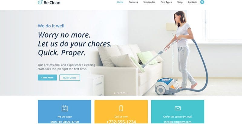 Be clean  meilleurs thèmes WordPress de nettoyage