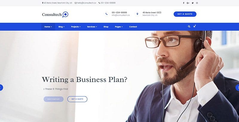 Consultech themes wordpress creer site web entreprise compagnie agence pme finance consulting