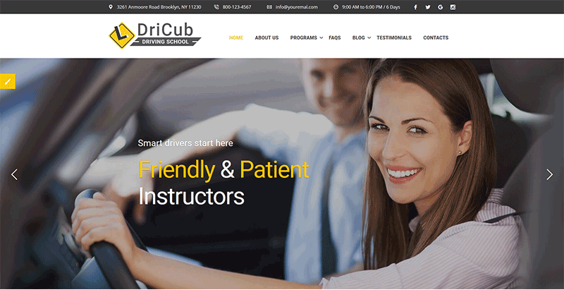 Dricub theme wordpress driving shool