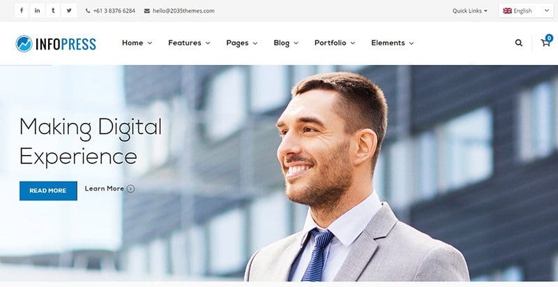Infopress themes wordpress creer site web entreprise pme agence societe