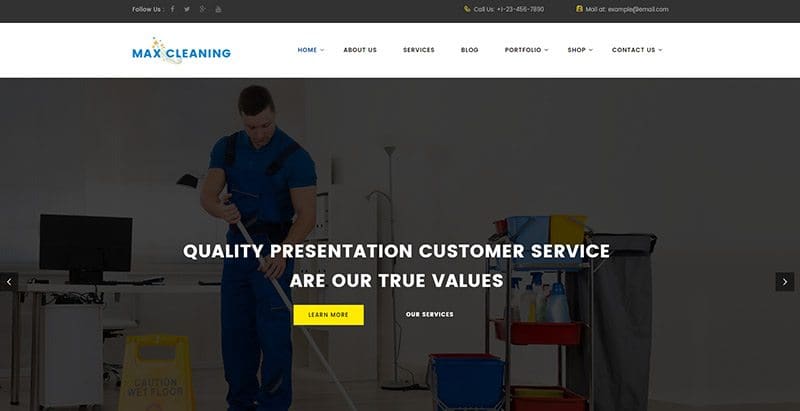 Maxclean themes wordpress creer site web entreprise nettoyage technicien surface