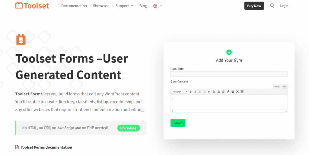 Toolset forms forms for user generated content in wordpress