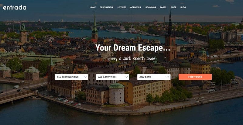 Entrada themes wordpress creer site web agence voyages tourisme hotel tour operateur
