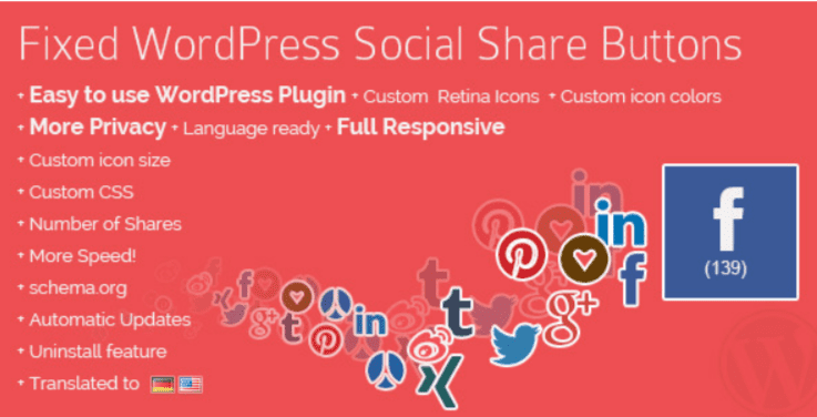 Fixed wordpress social share buttons