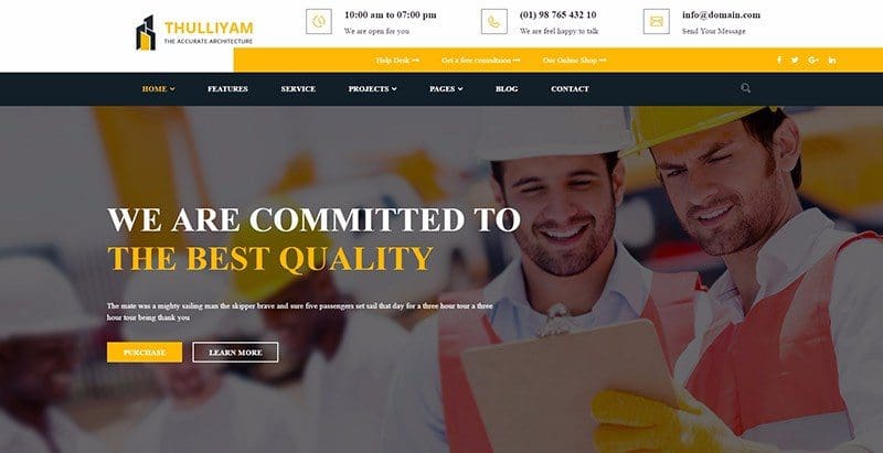 Thulliyam themes wordpress creer site web entreprise construction vitrine societe