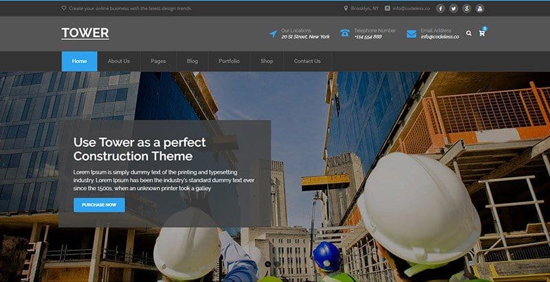 Tower themes wordpress creer site web entreprise construction genie civil renovation