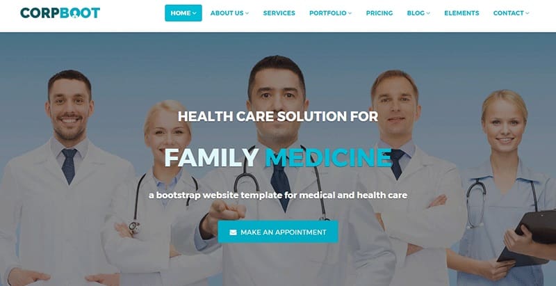 Corpboot themes wordpress creation sites web hopital clinique dispensaire