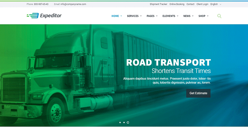 Expeditor themes wordpress creer site web entreprise logistique transports fret expedition