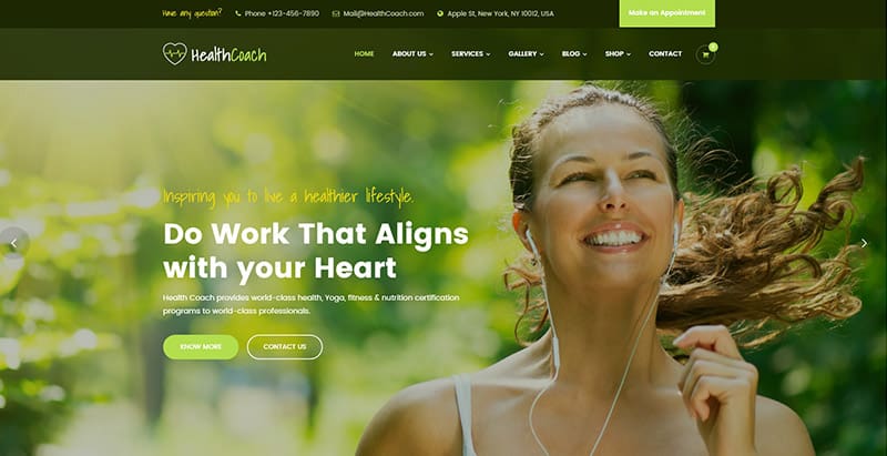 Health coach themes wordpress creer site web coaching vie sante developpement personel nutrition