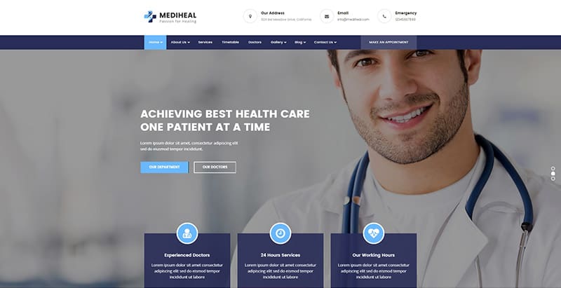 Medihealthemes wordpress creer site web hopital clinique centre sante