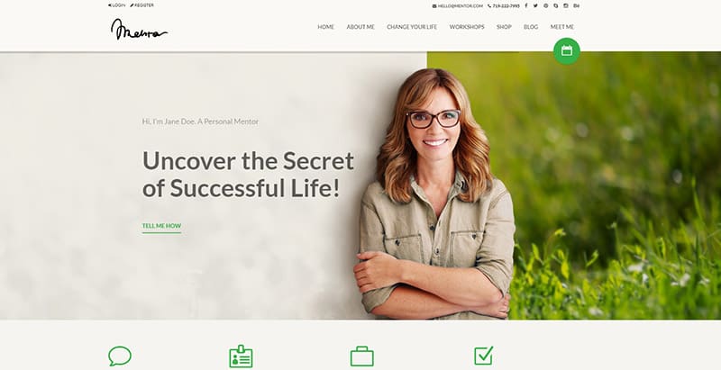 Mentor themes wordpress creer site web coaching vie sante developpement personel nutrition