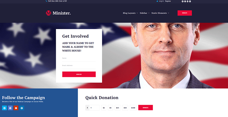créer un site web de campagne électorale - Minister