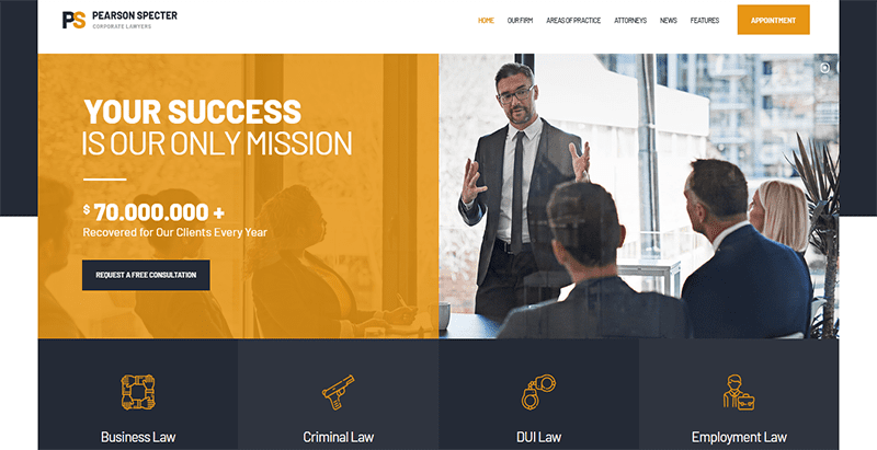 Pearson specter theme wordpress creer site web entreprise avocat Pearson specter theme wordpress creer site web entreprise avocat