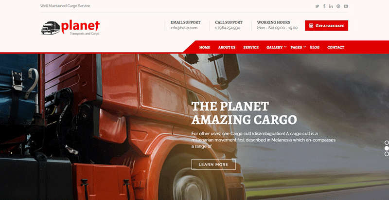 Planet themes wordpress creer site web entreprise logistique transports fret expedition