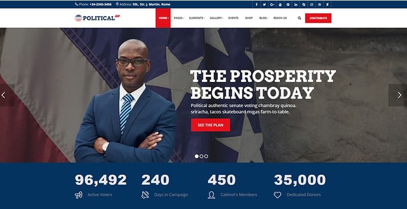 thèmes WordPress pour créer un site web de campagne électorale - political