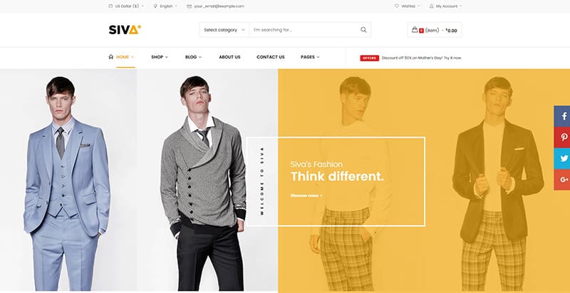 thèmes WordPress pour créer un site web d'e-commerce - Siva