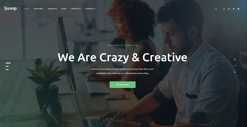 Swoop themes wordpress creer site web entreprise couture finance creative