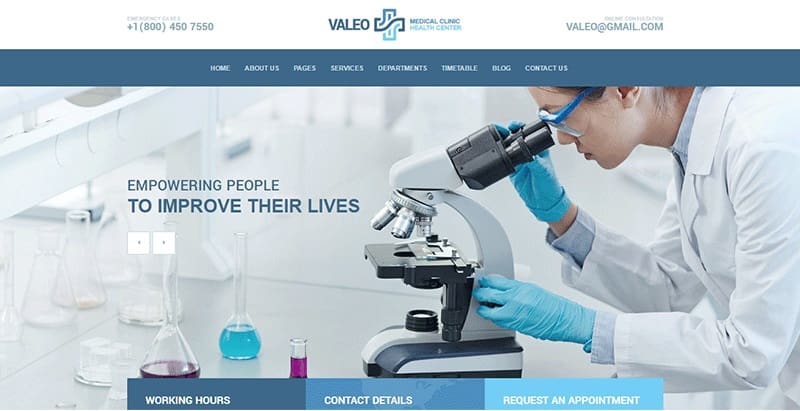 Valeo themes wordpress creation sites web hopital clinique dispensaire