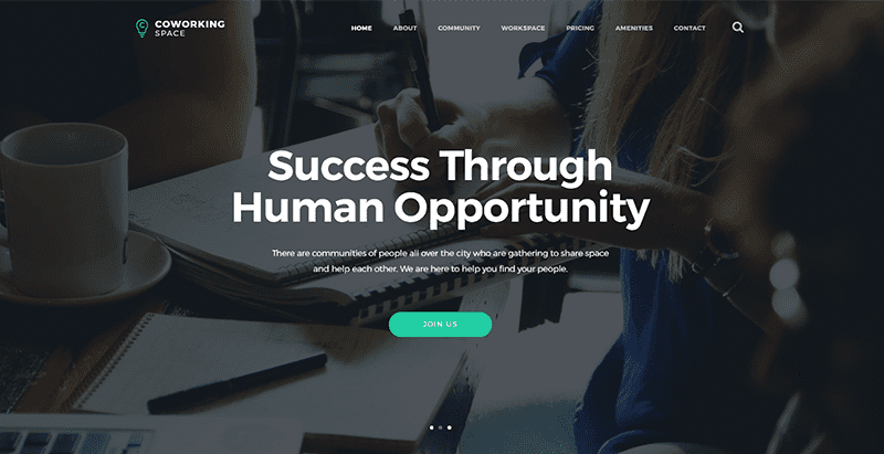 Coworking themes wordpress creer site web entreprise coworking bureaux partagés