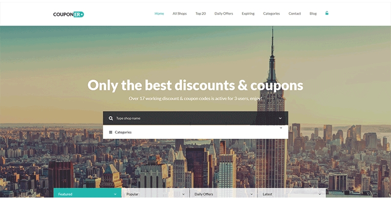 Couponer premium coupons and discounts wp theme Couponer meilleurs thèmes WordPress de coupons