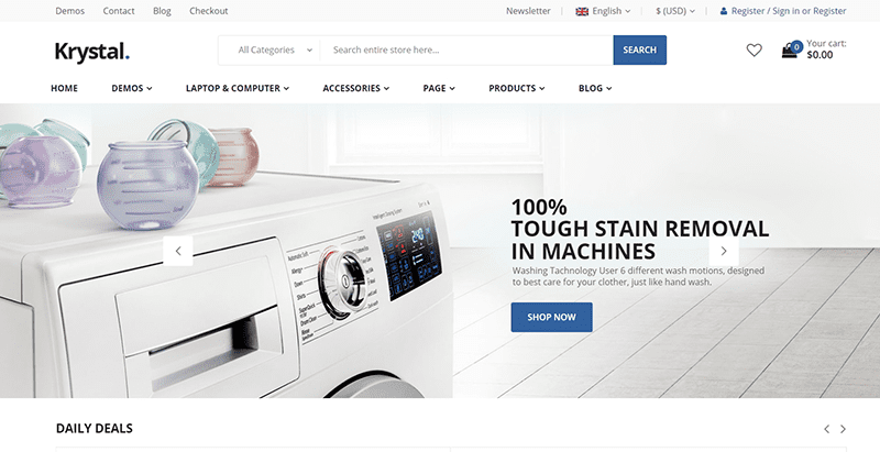 Krystal themes wordpress creer site ecommerce boutique en ligne woocommerce