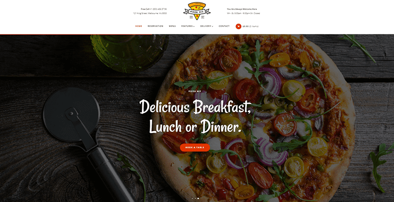 Pizza hit themes wordpress creer site web pizzeria restaurant boulangerie vendre pizza