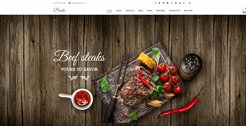Pronto themes wordpress creer site web restaurant cuisine recettes 1