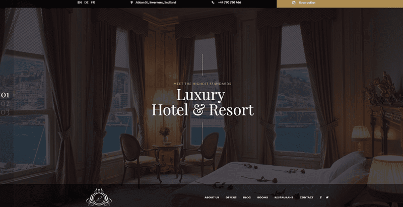 Reda themes wordpress creer site web hotel motel auberge cite balneaire