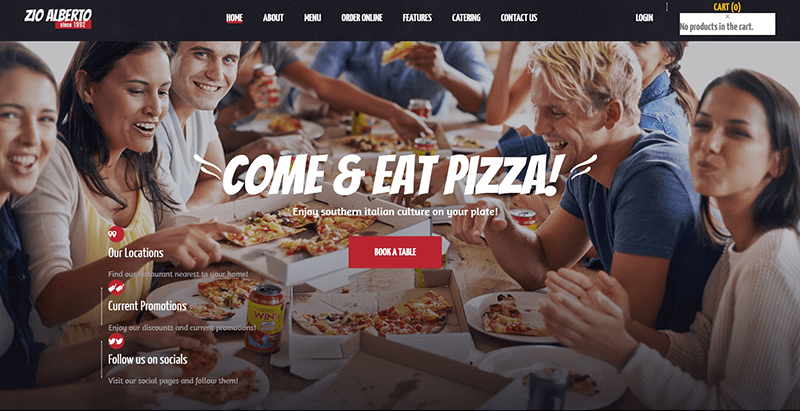 Zio alberto themes wordpress creer site web pizzeria restaurant boulangerie vendre pizza