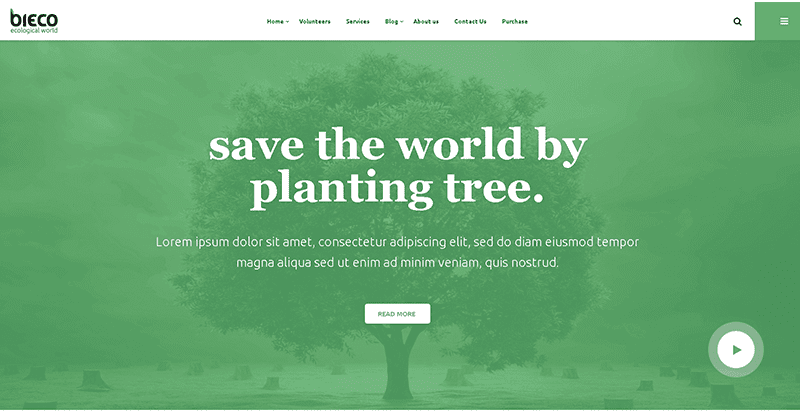 Bieco themes wordpress creer site web organisation ecologique environnement ecosysteme Bieco - meilleurs thèmes WordPress d'organisation écologique