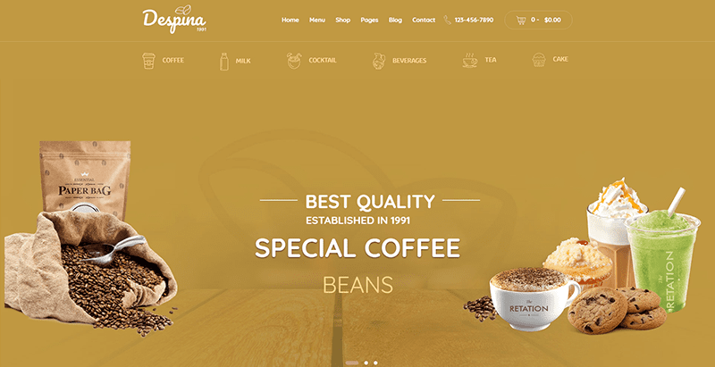 Despina themes wordpress creer site web restaurant bistrot boulangerie