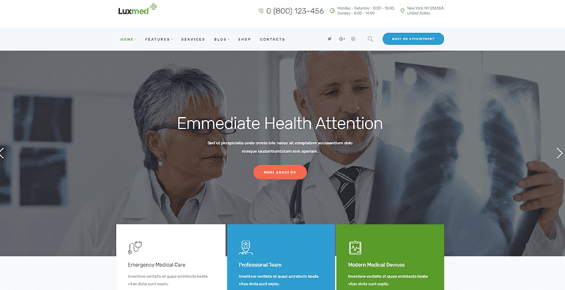 Luxmed themes wordpress creer site web formation hospitaliere centre hospitalier hopital