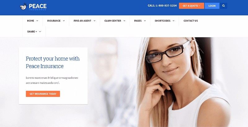 Peace themes wordpress creer site internet compagnie assurances