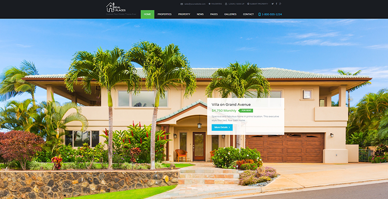 Real places themes wordpress creer site web vente maisons appartements villas