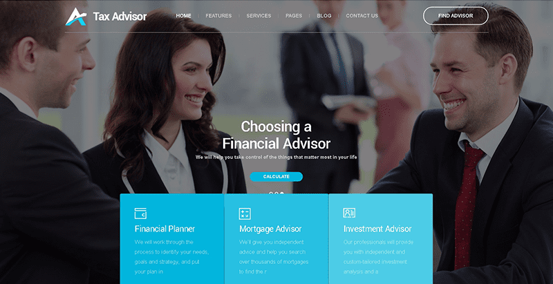 Tax advisor themes wordpress creer site internet compagnie assurances