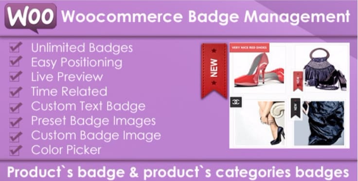 Woocommerce products badge management