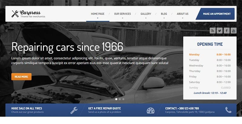 Carpress themes wordpress creer site internet mecanicien Carpress themes wordpress creer site internet mecanicien