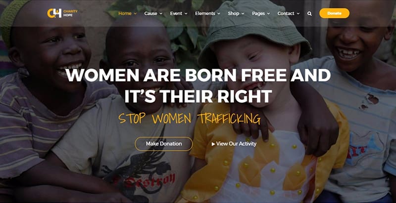 Charity hope themes wordpress creer site internet organisation humanitaire ong mecene