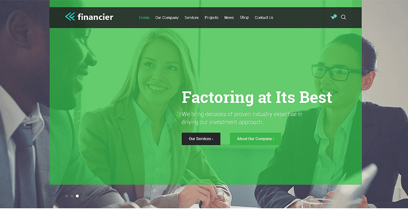 Financier themes wordpress creer site web entreprise financiere finances audit conseils financiers