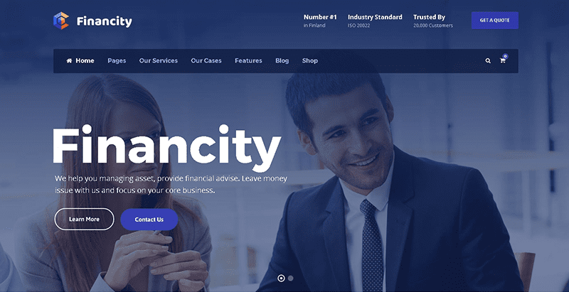 Financity themes wordpress creer site web entreprise financiere finances audit conseils financiers