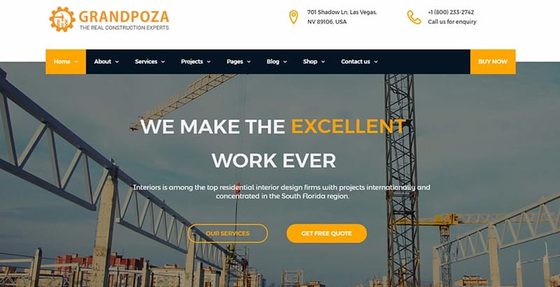 Grandpoza themes wordpress creer facilement site web entreprise agence startup