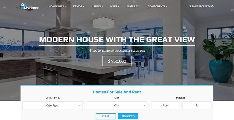 Myhome themes wordpress creer site web agence immobiliere entreprise agent immobilier