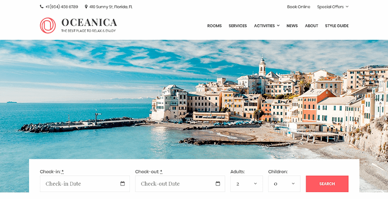 Oceanica themes wordpress creer site web hotel auberge motel voyages Oceanica meilleurs thèmes WordPress pour créer un site Web d'hôtel