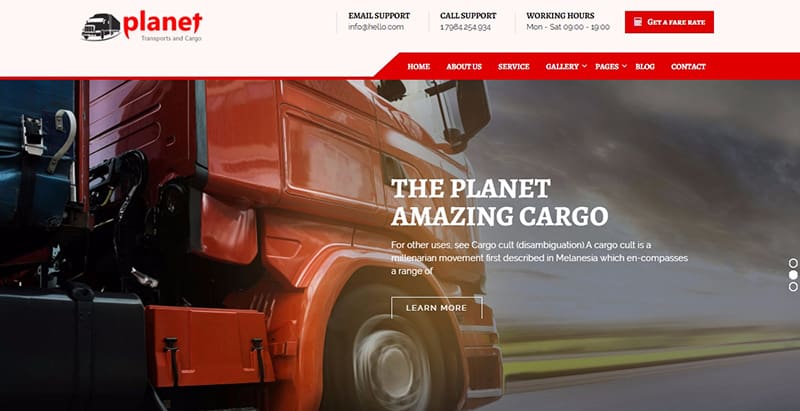 Planet themes wordpress creer site internet entreprise transport fret expedition