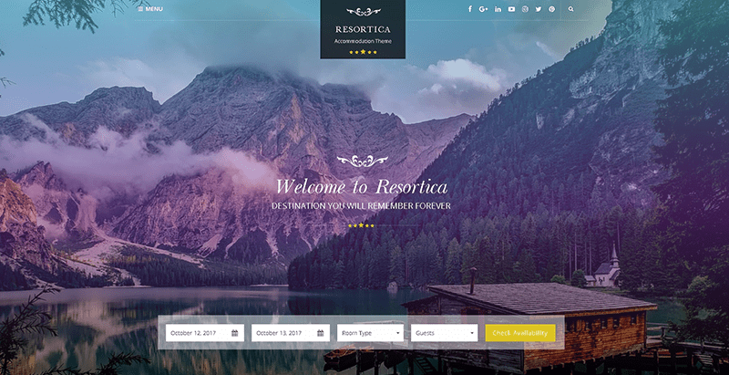 Resortica themes wordpress creer site web hotel auberge motel voyages