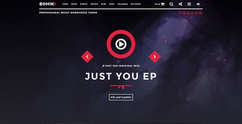 Sonik themes wordpress creer site internet musiques dj radio musicien