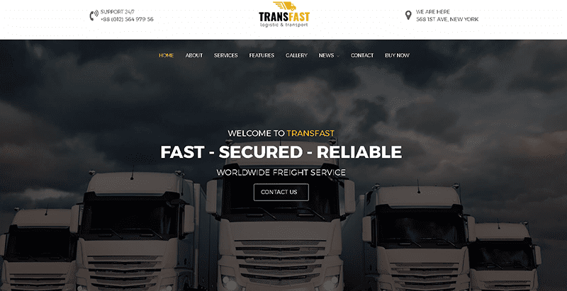 Transfast теми wordpress създават уебсайт компания логистика транспорт