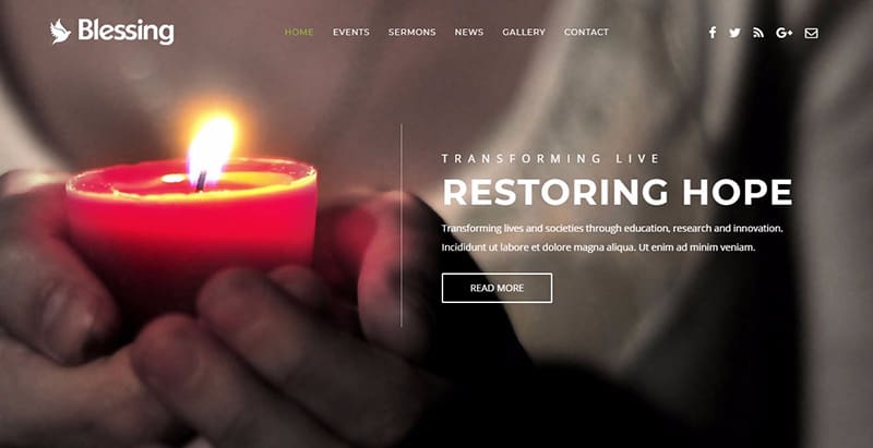 Blessing themes wordpress creer site internet organisation religieuse eglise pretre